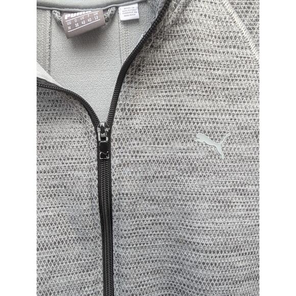 Puma Women's Gray Full Zip Track Jacket Sz Medium Mock neck Thumb Holes - Picture 6 of 9